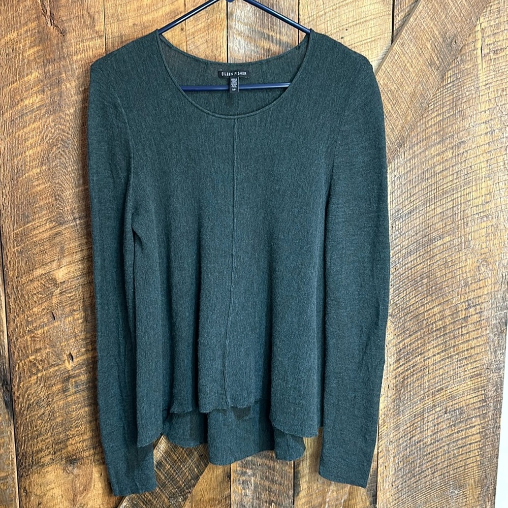 Eileen Fisher high low sweater top size small petite Italian yarn